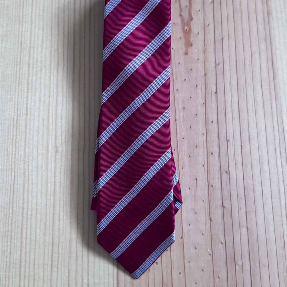 2/$20 Original Penguin 100% Silk Tie | Magenta Blue Stripe Classic 3”